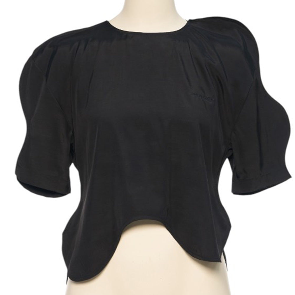 pushBUTTON BLACK WAVY BLOUSE