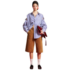 pushBUTTON BLUE STRIPE WIRE-SLEEVE OVERSIZED SHIRT