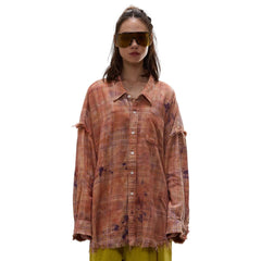 R13 SHREDDED SEAM DROP NECK SHIRT