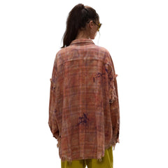 R13 SHREDDED SEAM DROP NECK SHIRT