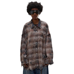 R13 SHREDDED SEAM DROP NECK SHIRT
