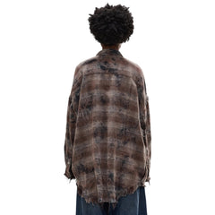 R13 SHREDDED SEAM DROP NECK SHIRT